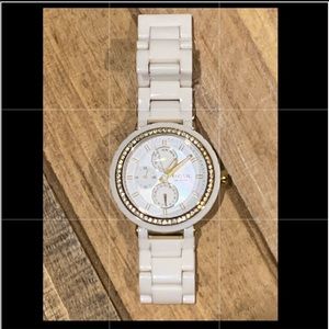 MOVING SALE: Fossil ceramic white and gold watch